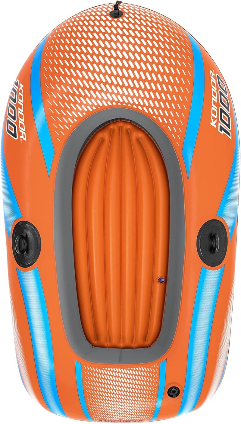 H2O Go قارب هيدروجو! كوندور 1000 - 4'11" × 33" - للأطفال والمراهقين، برتقالي وأزرق، سعة وزن 120 رطل، بست واي، قارب مائي للشباب، رياضات مائية، طوف مائي، حبل ربط أمامي، مناسب للأعمار 6 سنوات فما فوق - Image 3